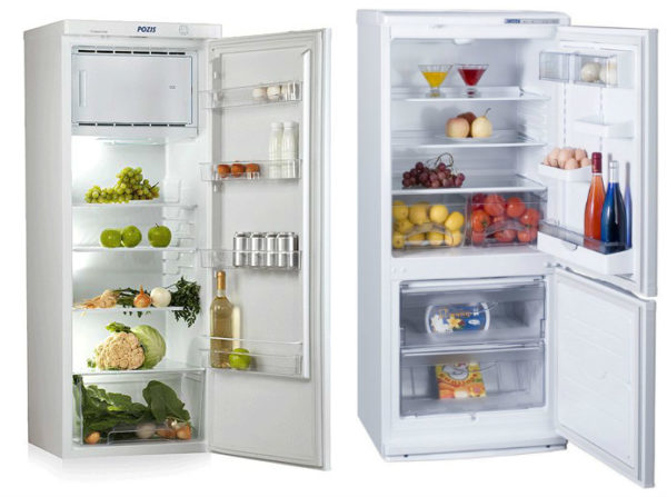  Single-chamber (left) and two-chamber (right) refrigerator