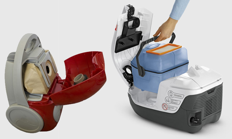  Vacuum cleaners with bag and container