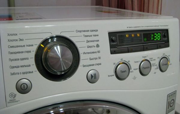   Display of the washing machine LG F1081TD