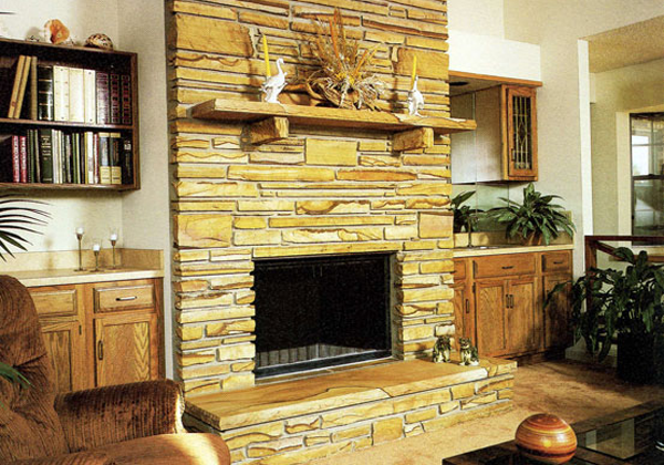  Fireplace with stone trim