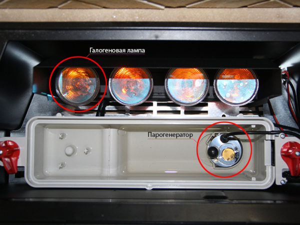  The device of an electrofireplace with the steam generator