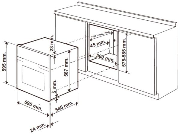  Oven measurements under the niche