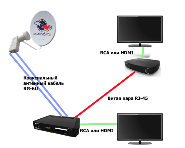  Connect Tricolor to two TVs