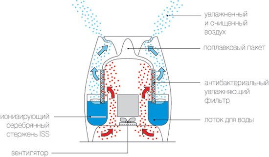  Scheme of operation of the humidifier