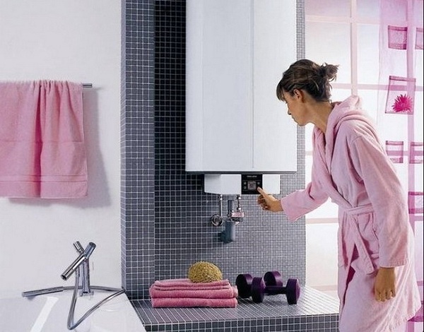  Girl and water heater