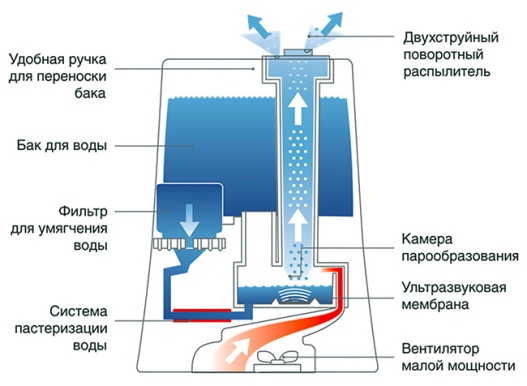  The principle of operation of the ultrasonic humidifier