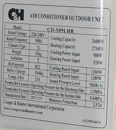  Air conditioner tag