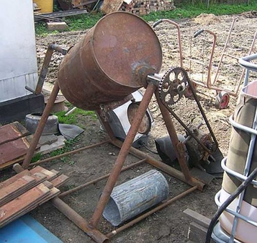  Homemade concrete mixer with an electric motor